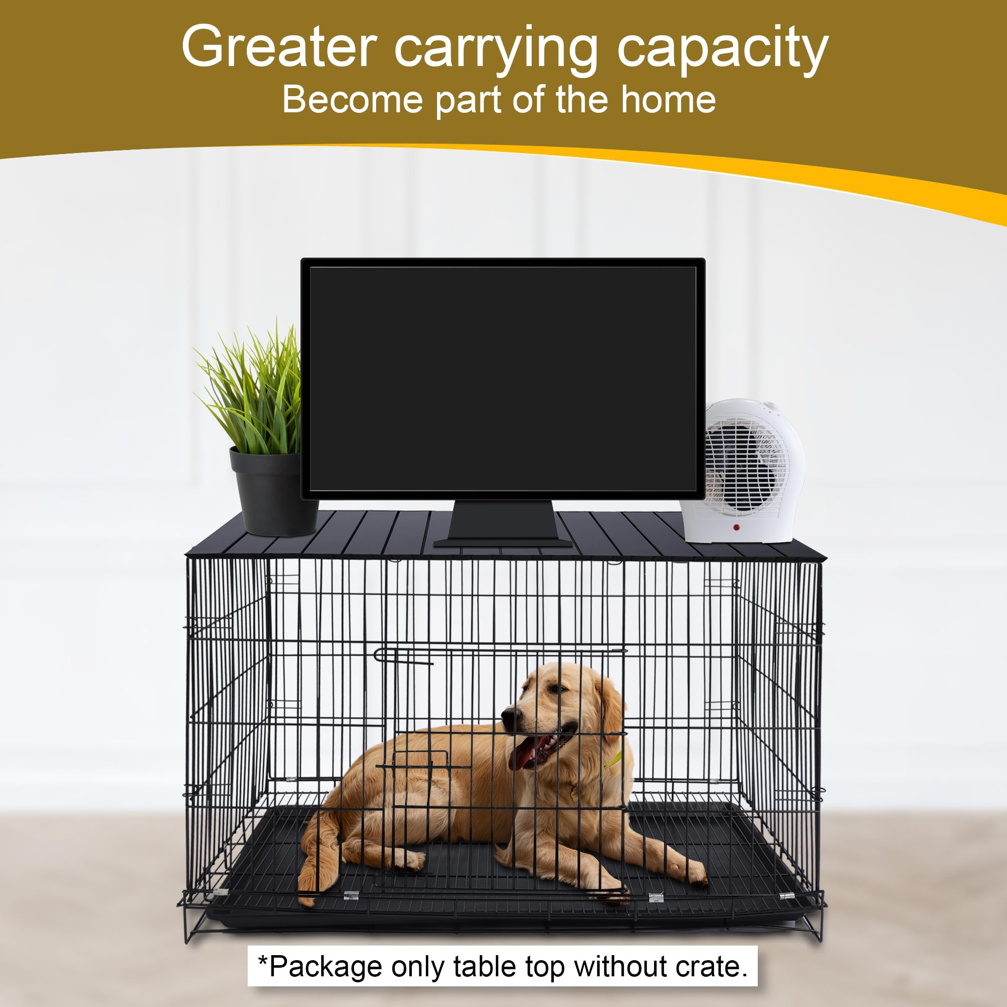 Petmystify Dog Crate Topper in black adds a decorative touch.
