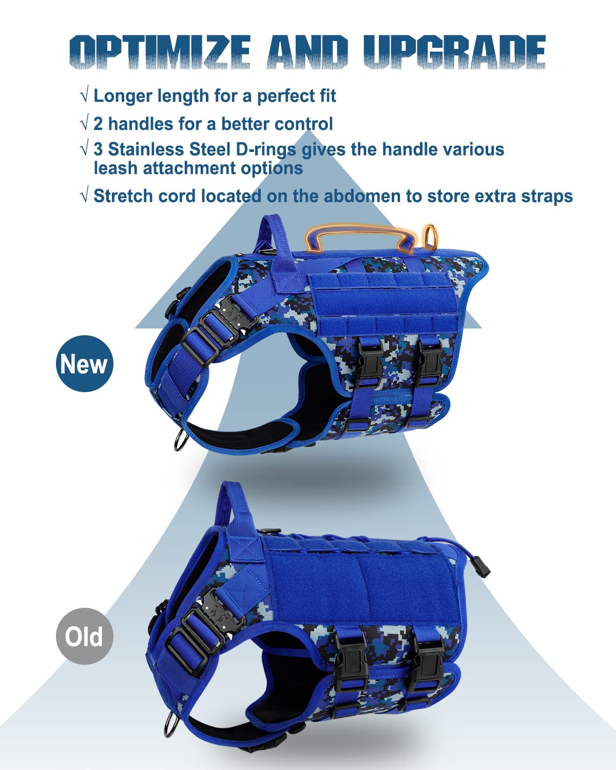PETNANNY Tactical dog harness MOLLE system with attachment options for pouches.