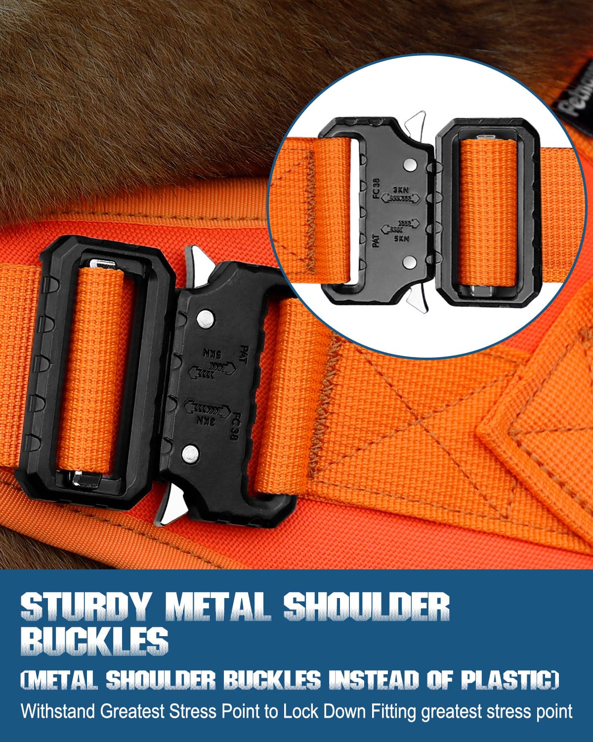 PETNANNY vest showcasing dual metal buckles for strong pulling support