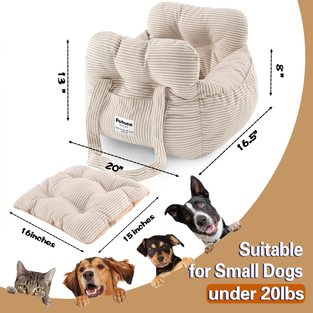 Petnex dog car seat front-pocket-strap keeps essentials within reach.