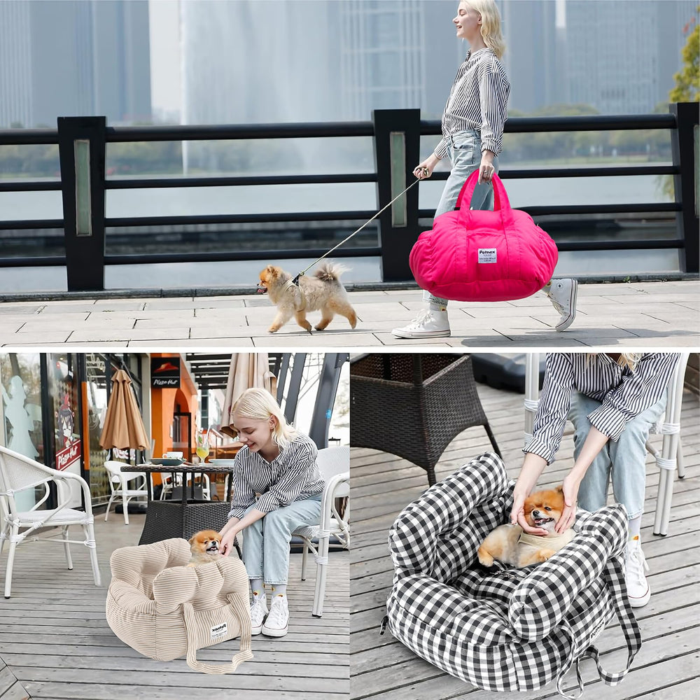 Petnex dog car seat machine-washable for easy cleaning.