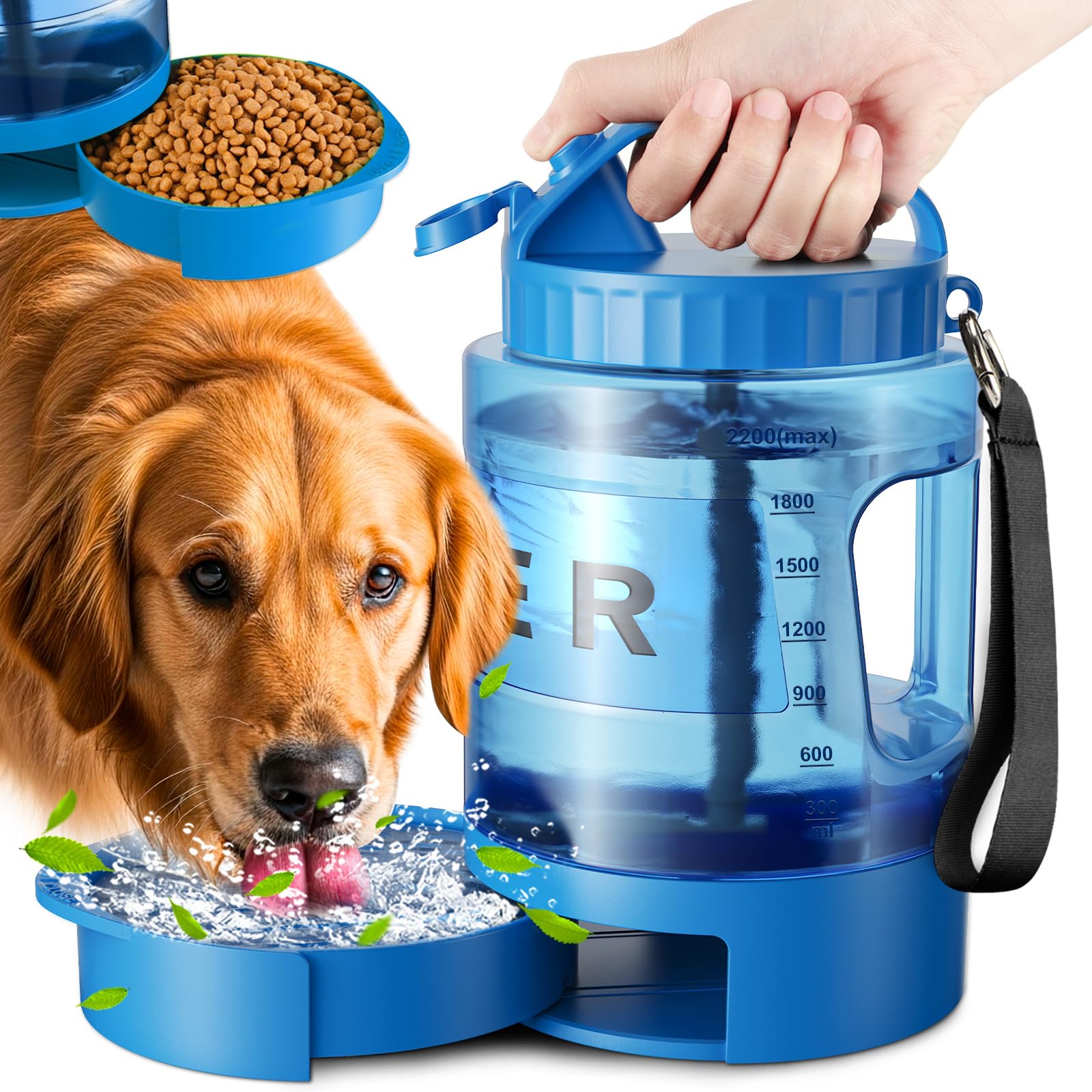 PETNF 77oz large-capacity dog water bottle blue ready for long hikes