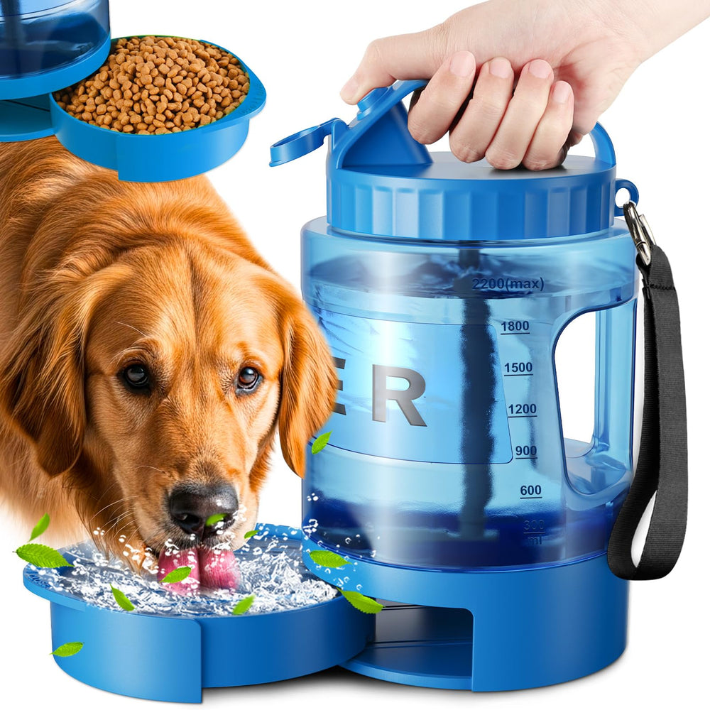 PETNF 77oz large-capacity dog water bottle blue ready for long hikes