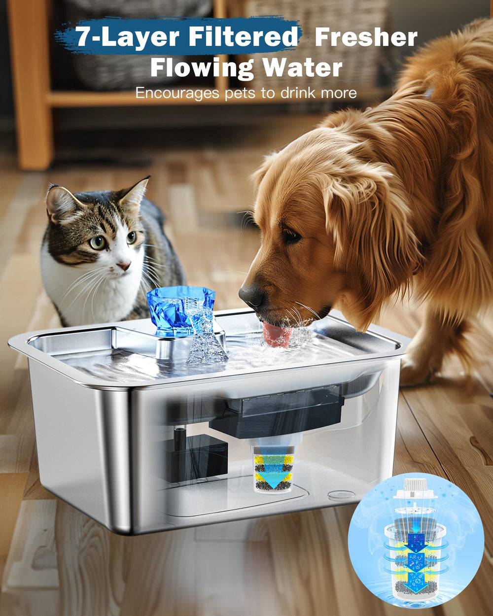 PETNF drinking depth 1.2 inches supports easy access and reduced splashes.