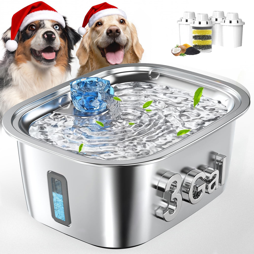 PETNF dog water fountain with visible water level window for easy hydration monitoring