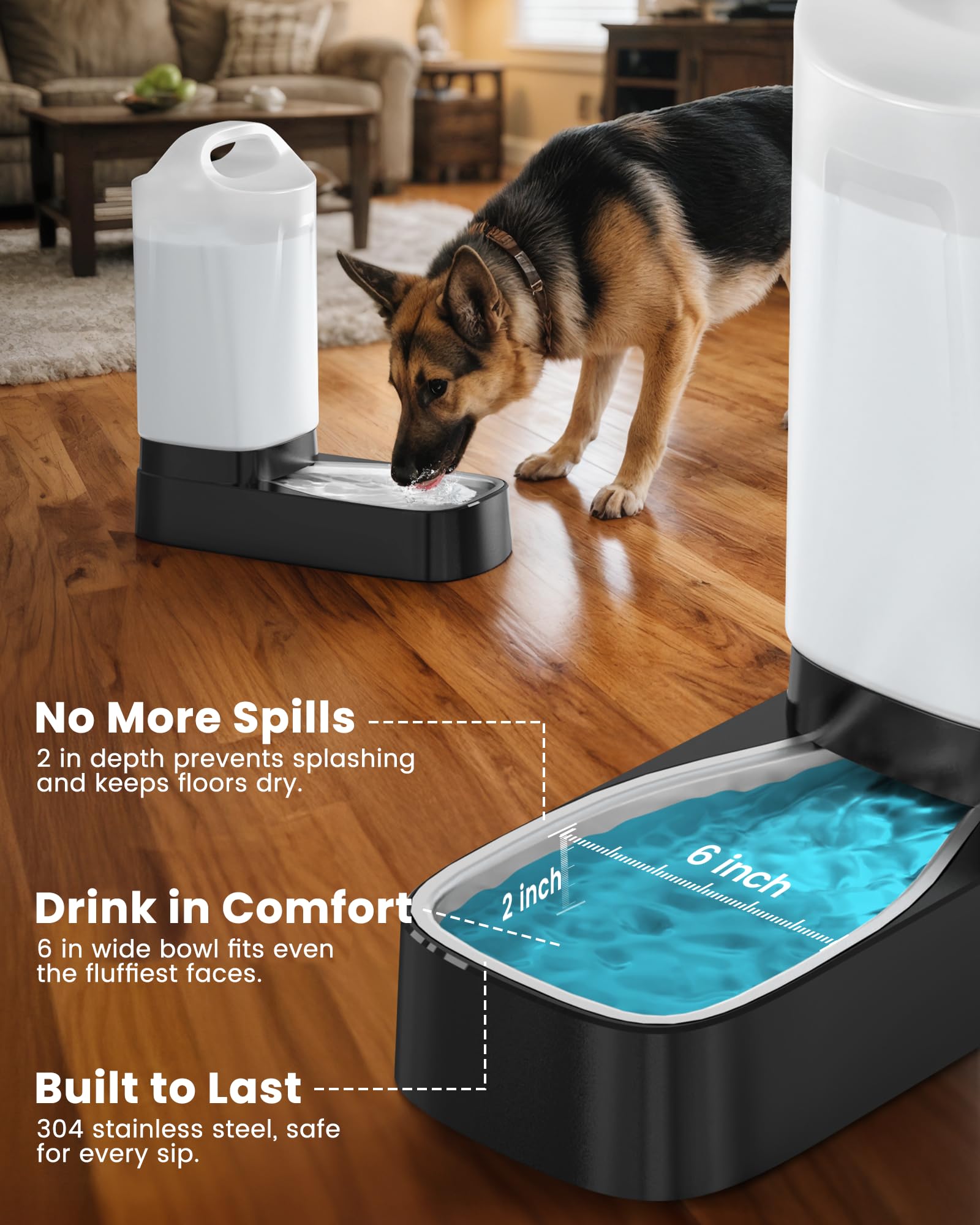 PETNF food-grade stainless steel bowl resists odors and scratches for hygiene.