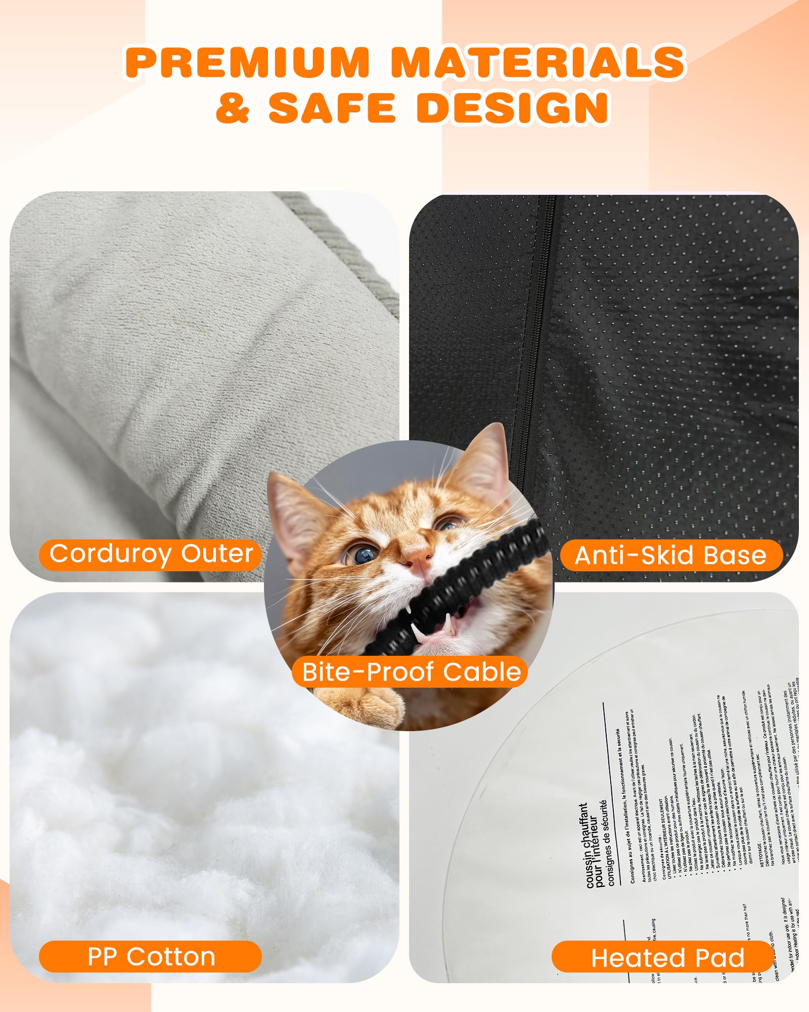 PETNF heated cat bed removable cover simplifies cleaning and hygiene.