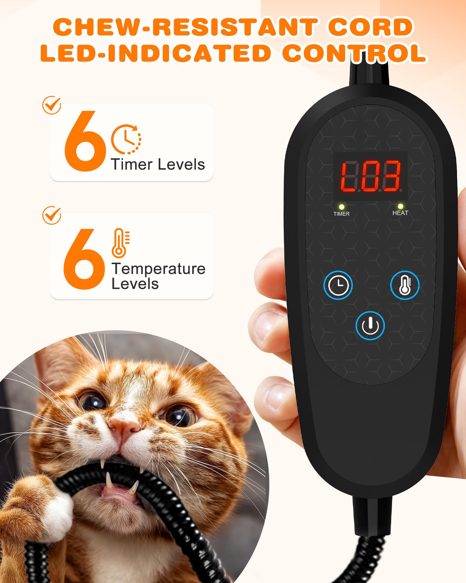 PETNF heated cat bed waterproof heating pad keeps surfaces clean during use.