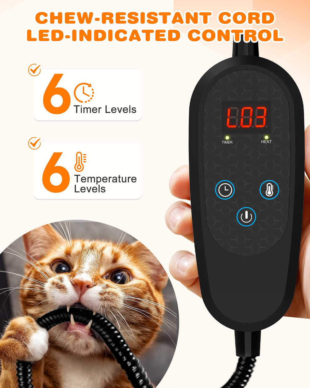 PETNF heated cat bed waterproof heating pad keeps surfaces clean during use.