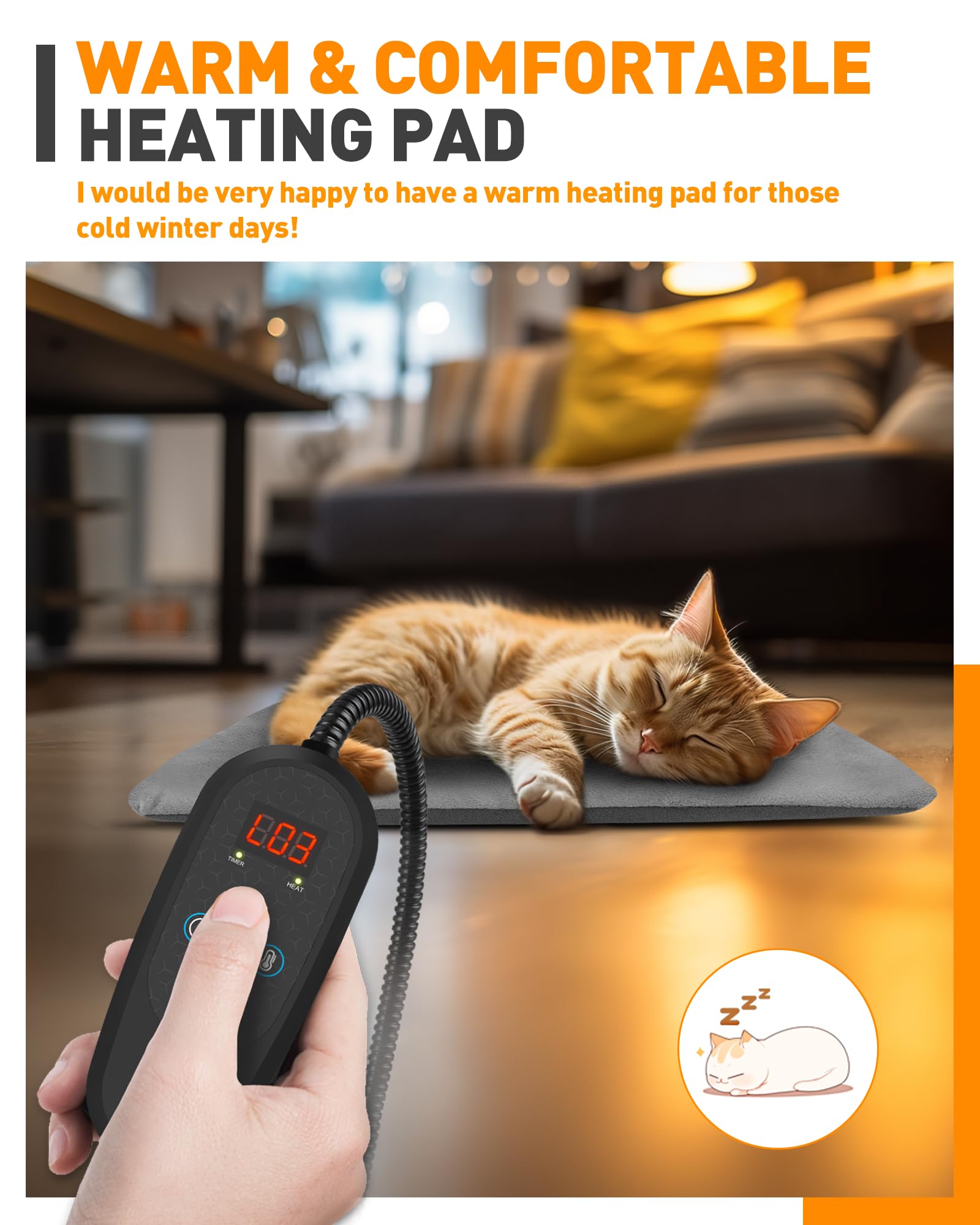 PETNF heating pad temperature control dial allows adjustable warmth for comfort.