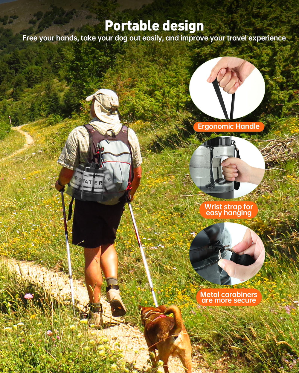 PETNF one-hand operation cover dispenses water quickly on the move.