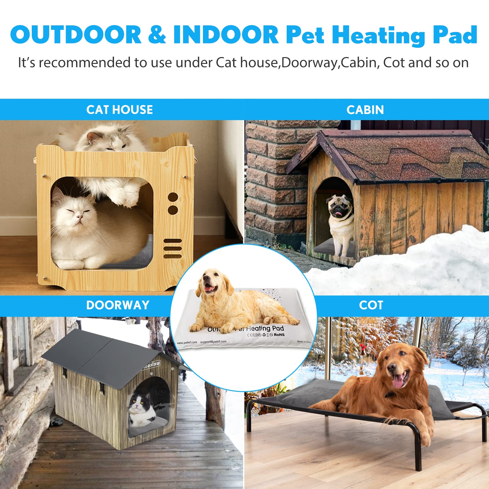 PETNF long chew-guard cord adds safety during outdoor use.