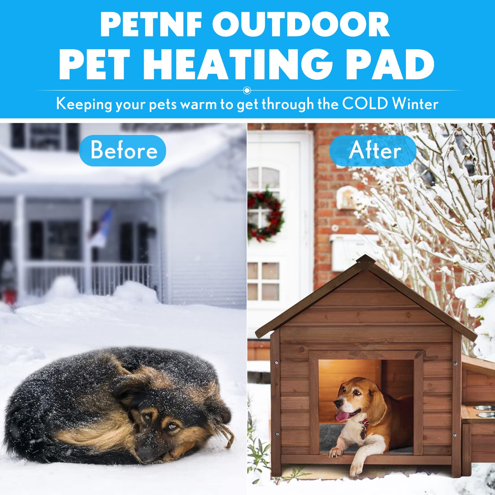 PETNF energy-saving 50W design reduces power use while keeping pets warm.