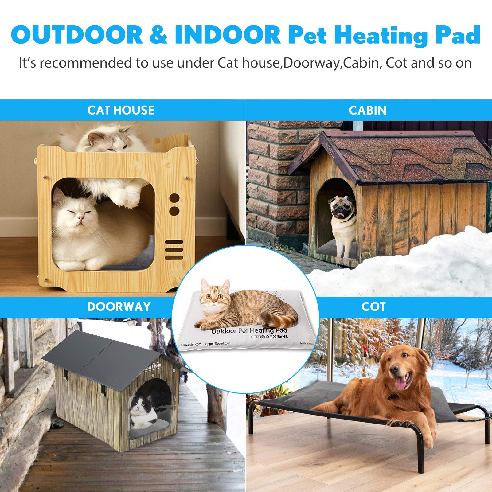 PETNF outdoor heated pet bed IP67 waterproof cover for outdoors