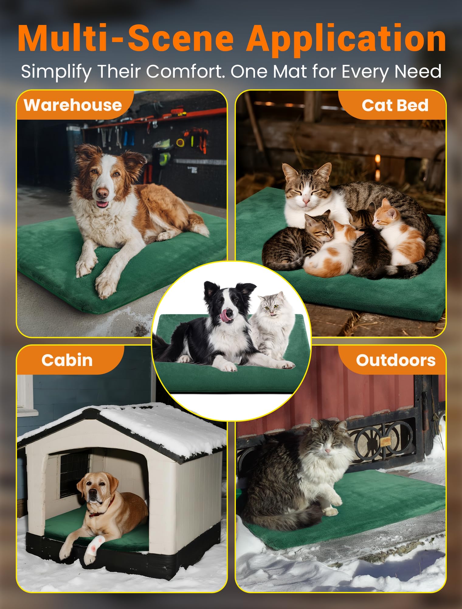 PETNF outdoor heating pad inside a cat house providing cozy heat