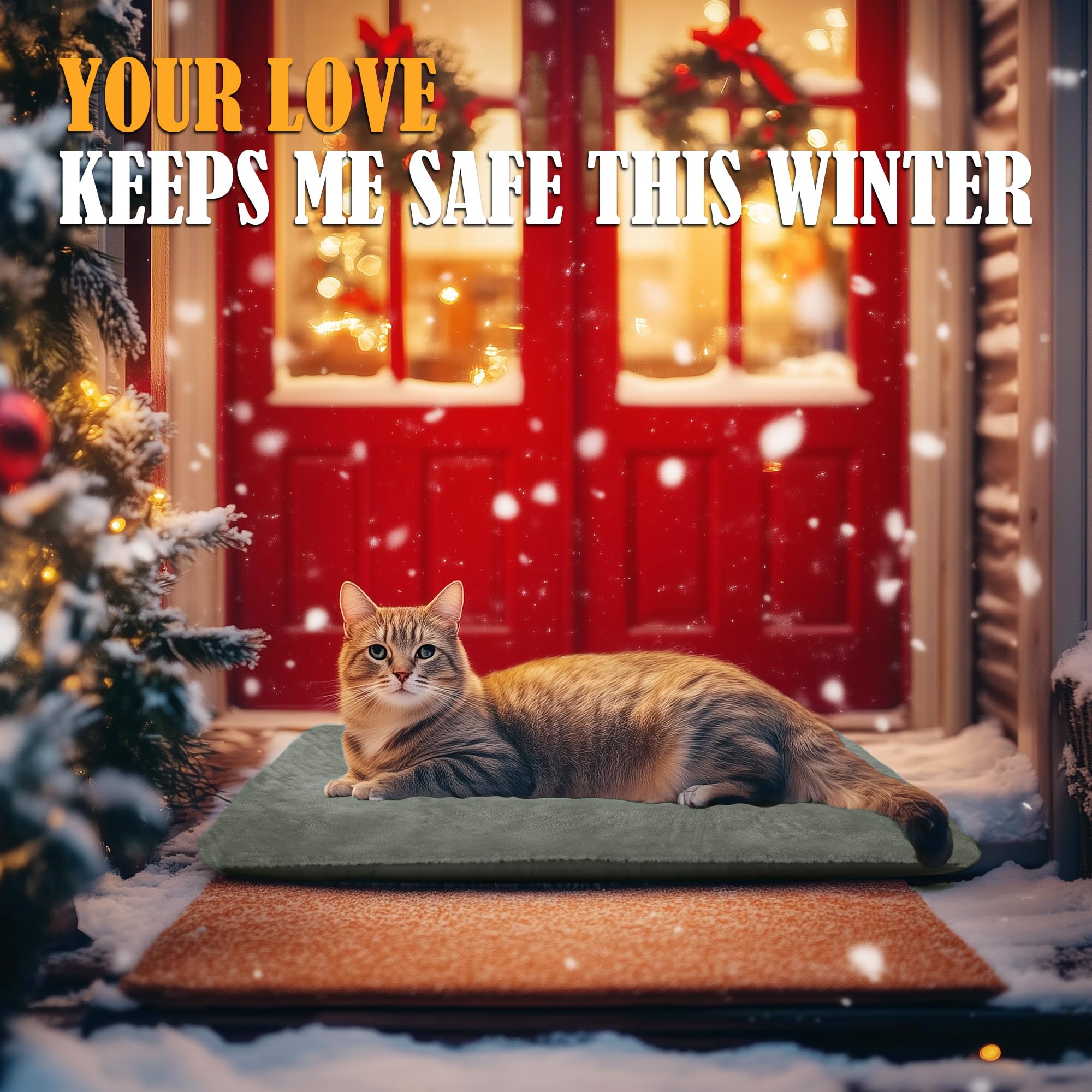 PETNF outdoor heating pad placed in a kennel demonstrates cozy warmth for a pet