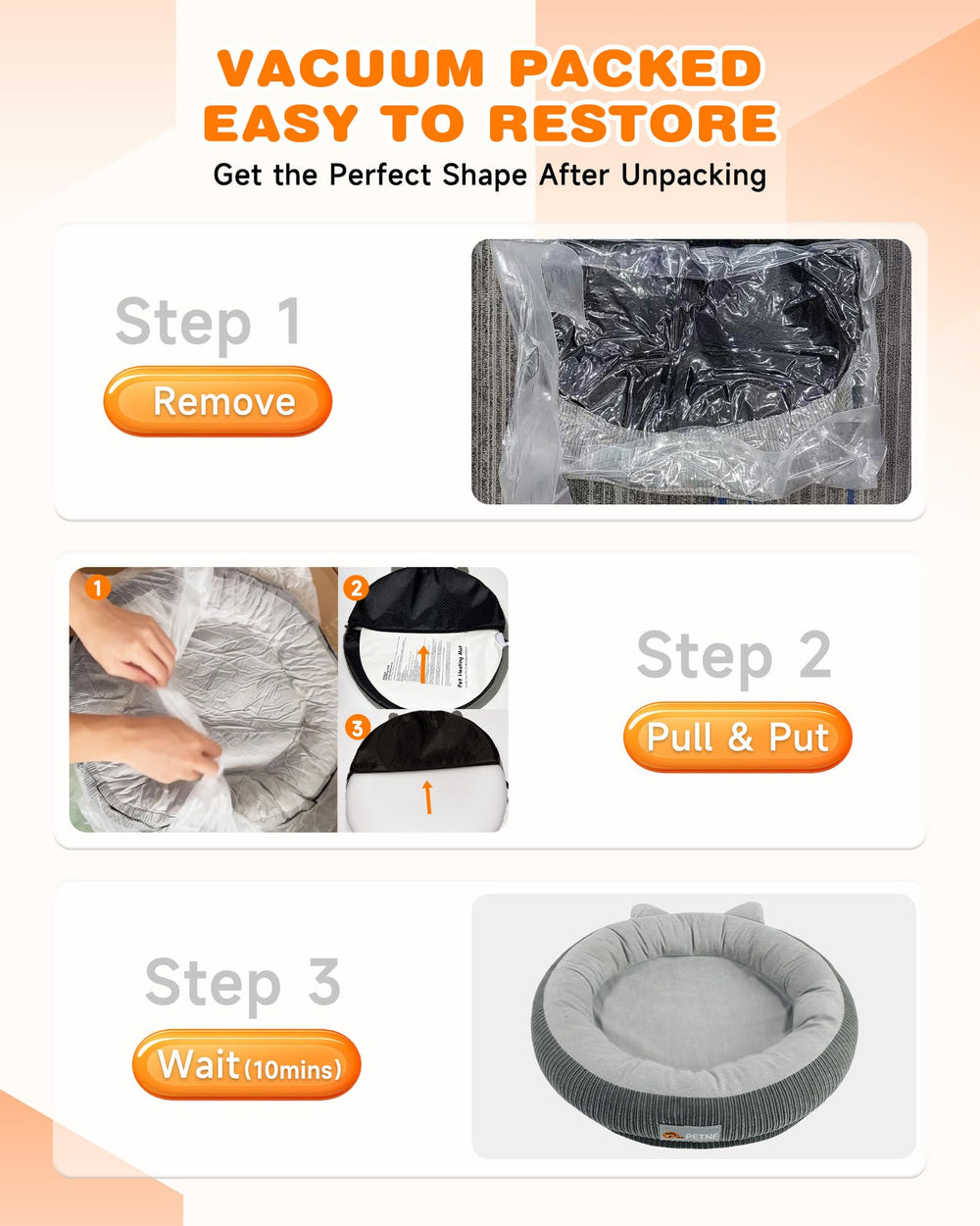 PETNF removable washable cover makes cleaning easy