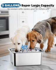 PETNF stainless steel bowl highlights durable, BPA-free construction for fresher water.