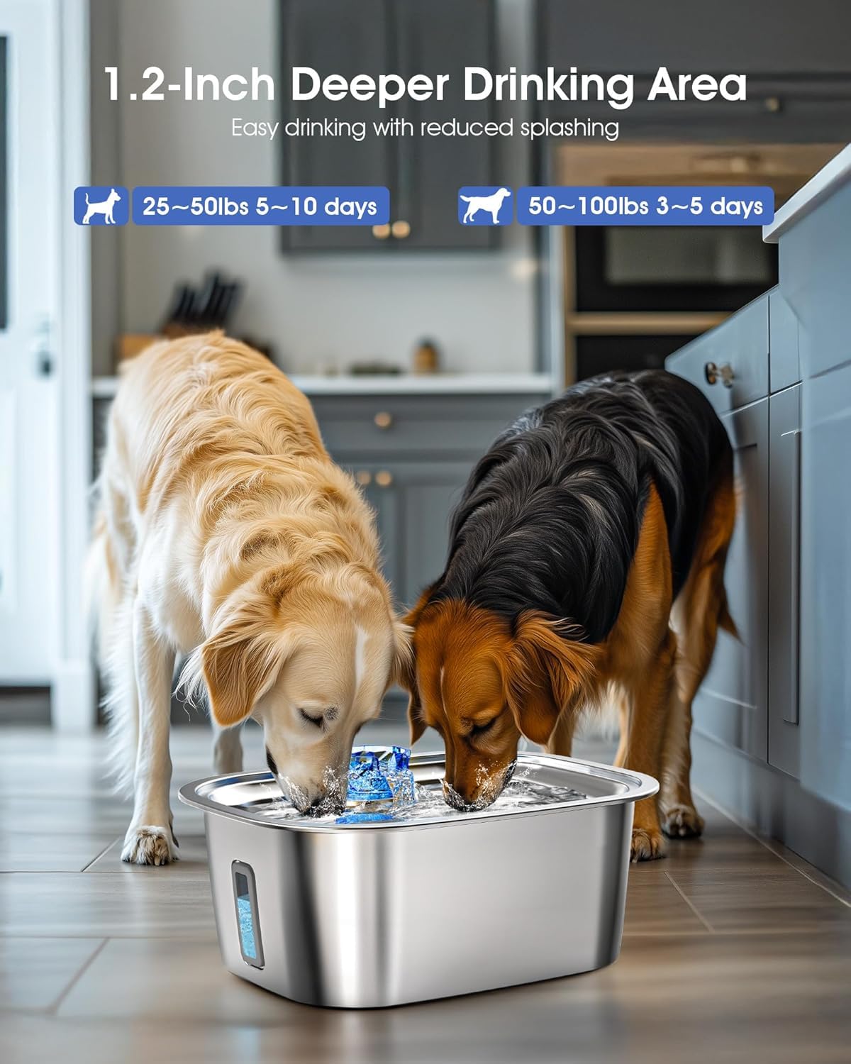 PETNF SUS304 stainless steel dog fountain stays cooler and resists odors