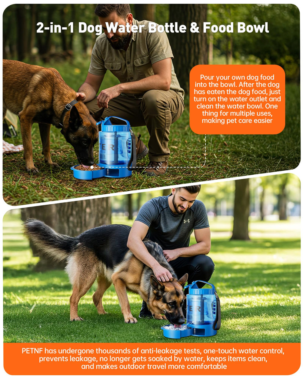PETNF two-in-one dispenser and bowl streamlines gear