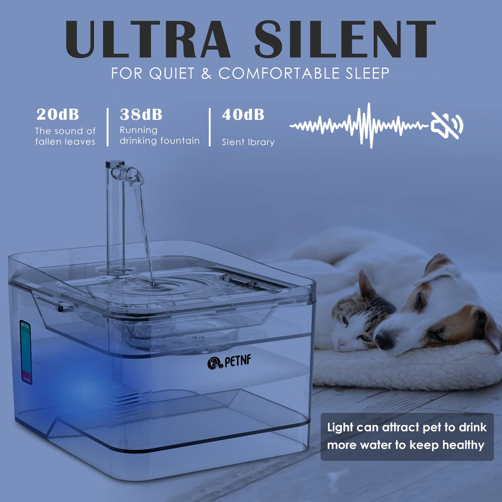 PETNF water fountain offers 3 flow modes to suit cats or dogs.