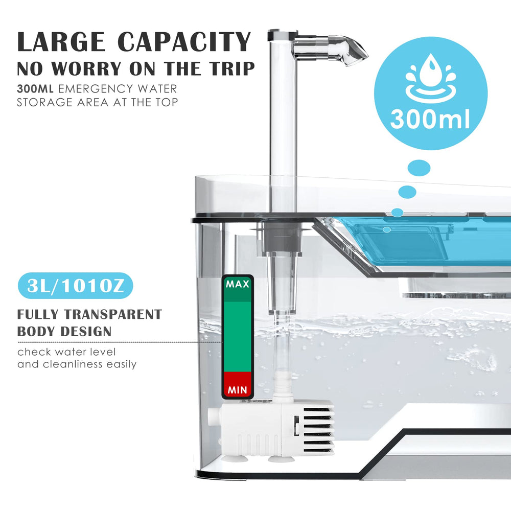 PETNF water fountain ultra-quiet pump keeps home quiet while pets sip peacefully.