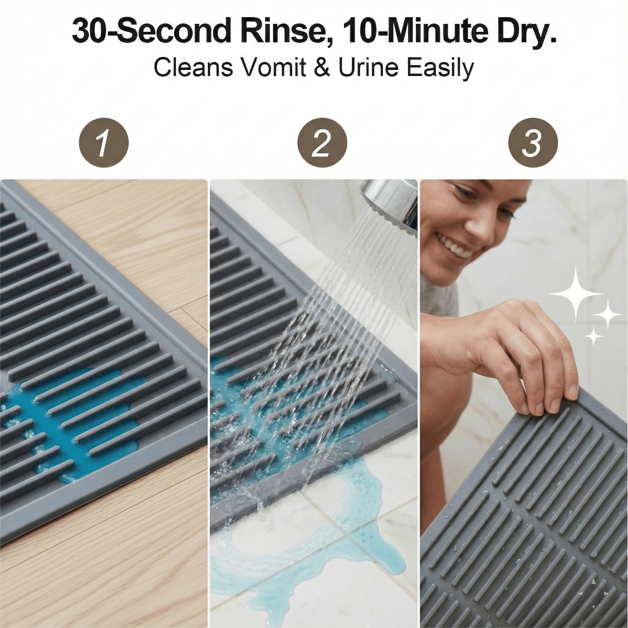 PetNova large cat litter mat non-slip bottom stays flat during play.