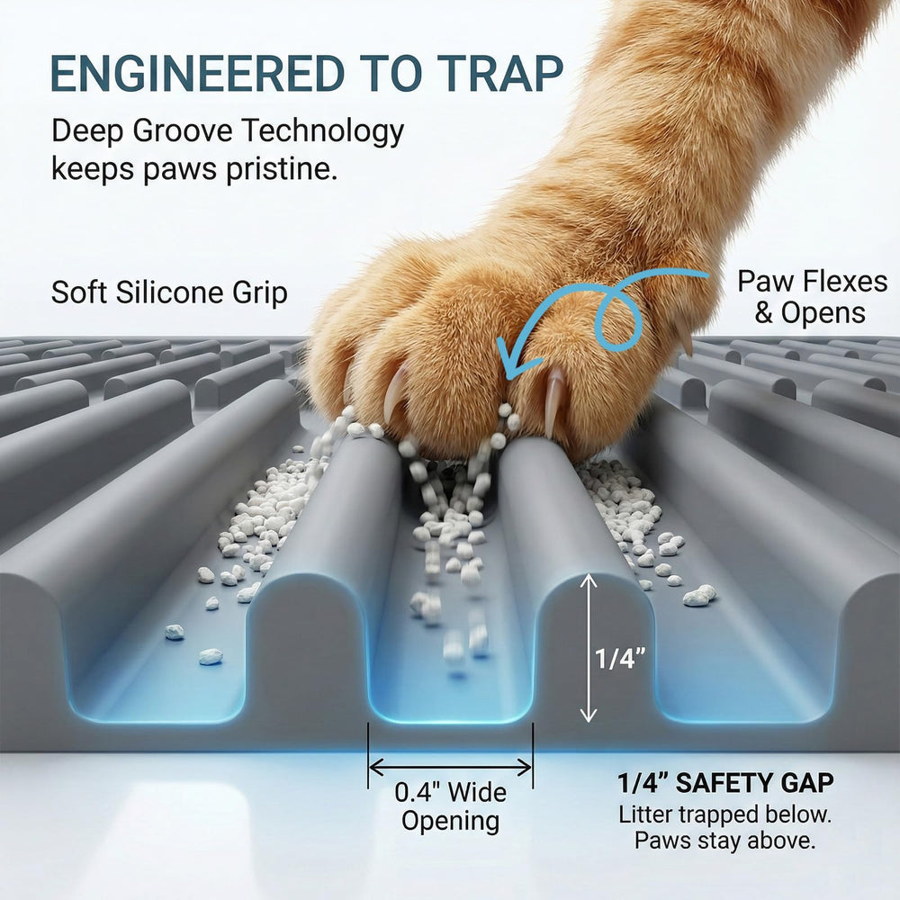 PetNova large cat litter mat under litter box reduces scatter.