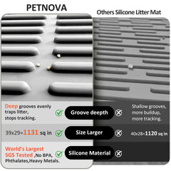 PetNova litter mat easy-clean demonstrates quick removal of trapped litter