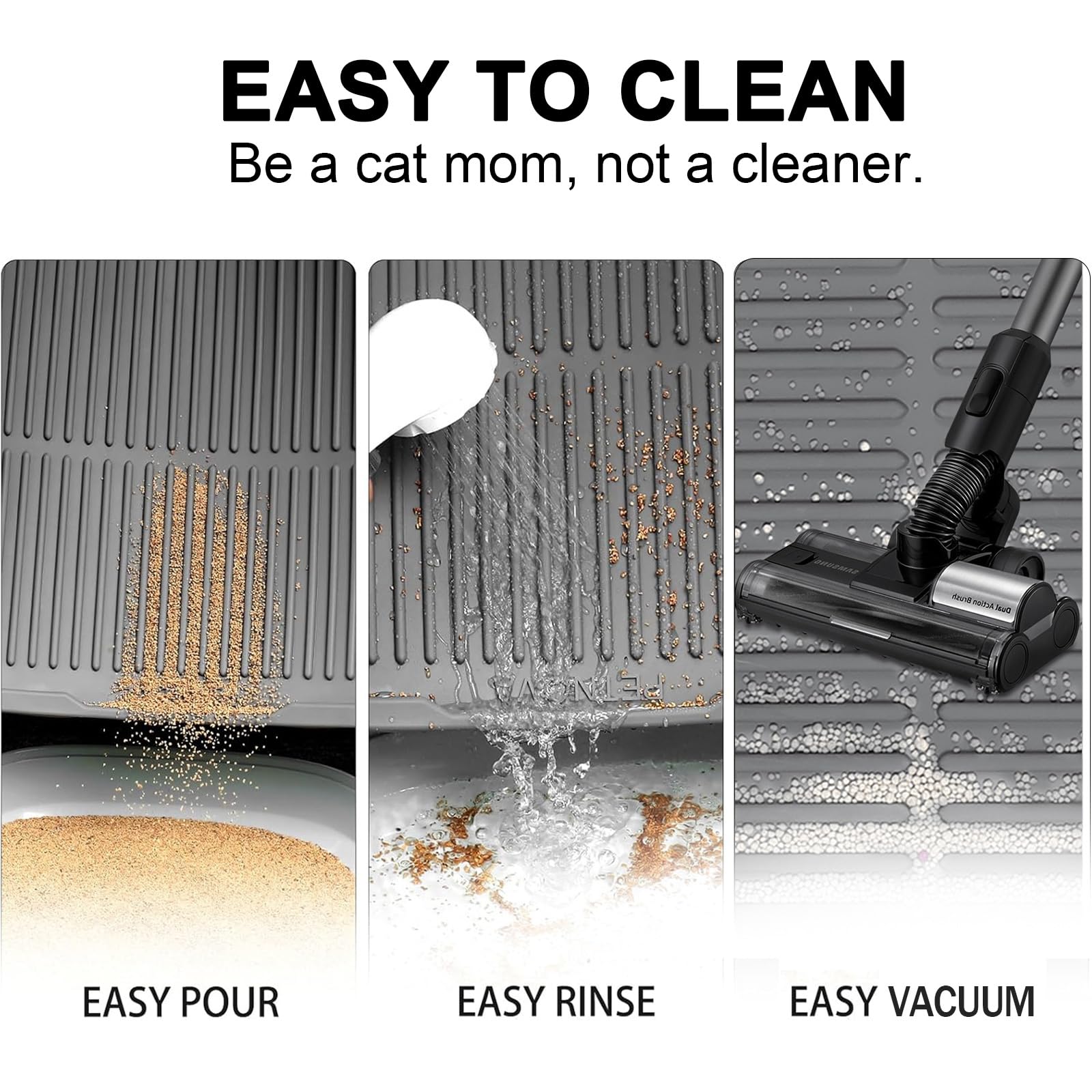 PetNova XL Litter Mat non-slip back keeps mat in place during vacuuming