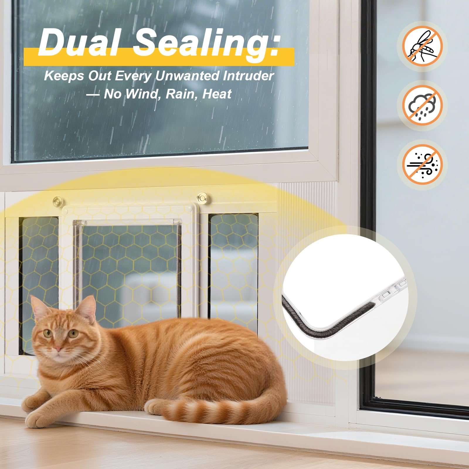 Petoasis compact cat door four lock modes for controlled entry