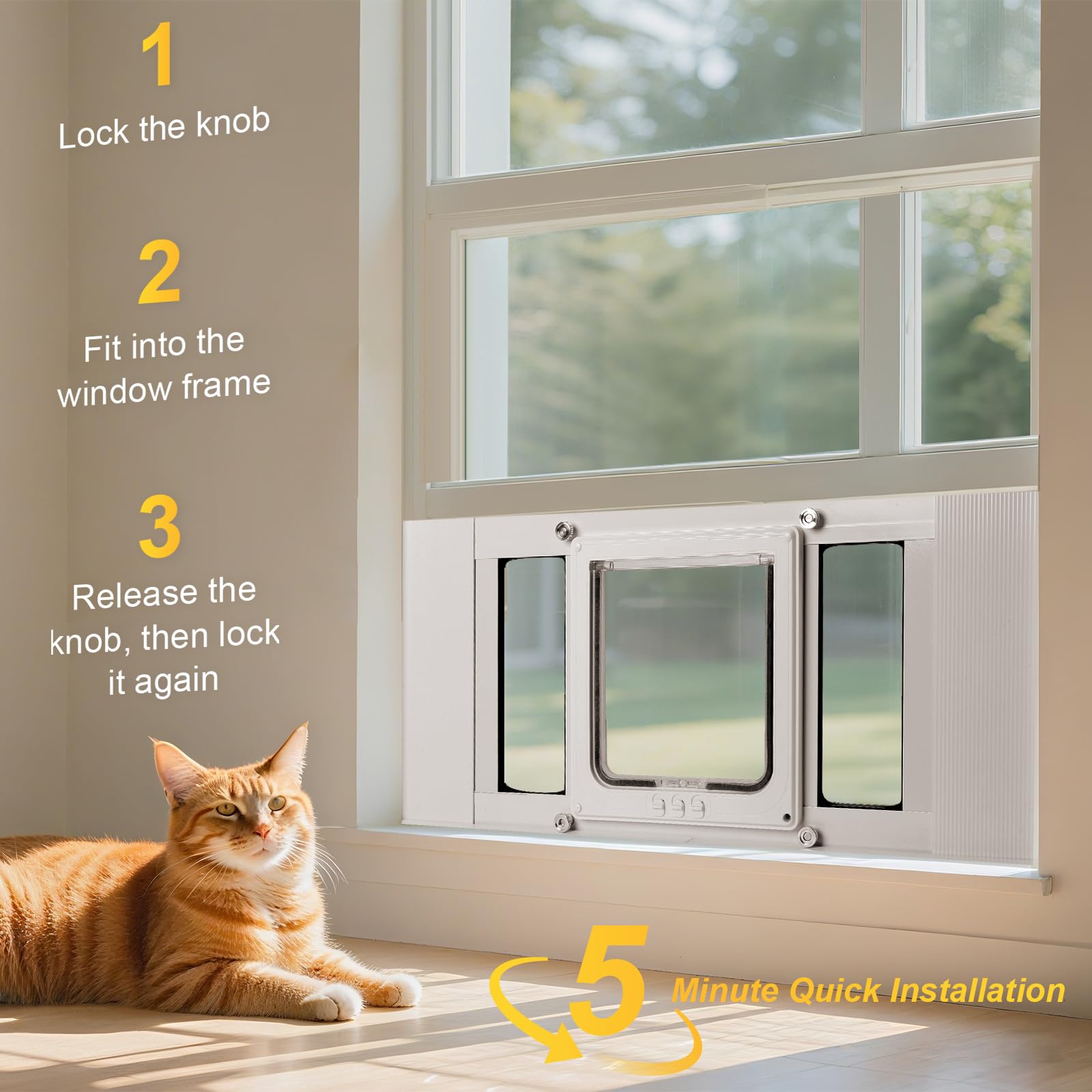 Petoasis compact cat door aluminum frame provides sturdy daily use