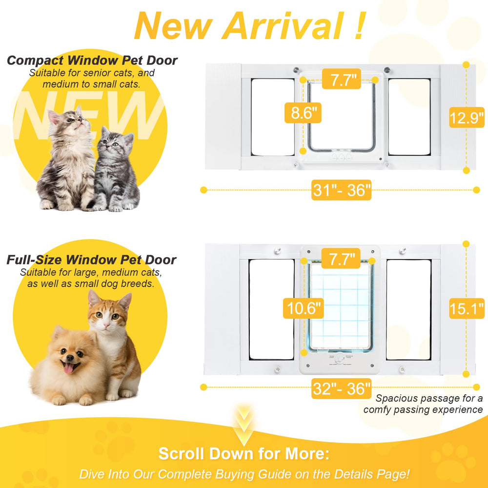 Petoasis compact cat door window operation demonstrates open and close action