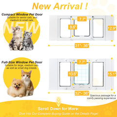 Petoasis compact cat door window operation demonstrates open and close action