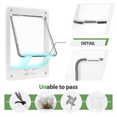 Petoasis window pet door highlights four locking modes for flexible access and security.
