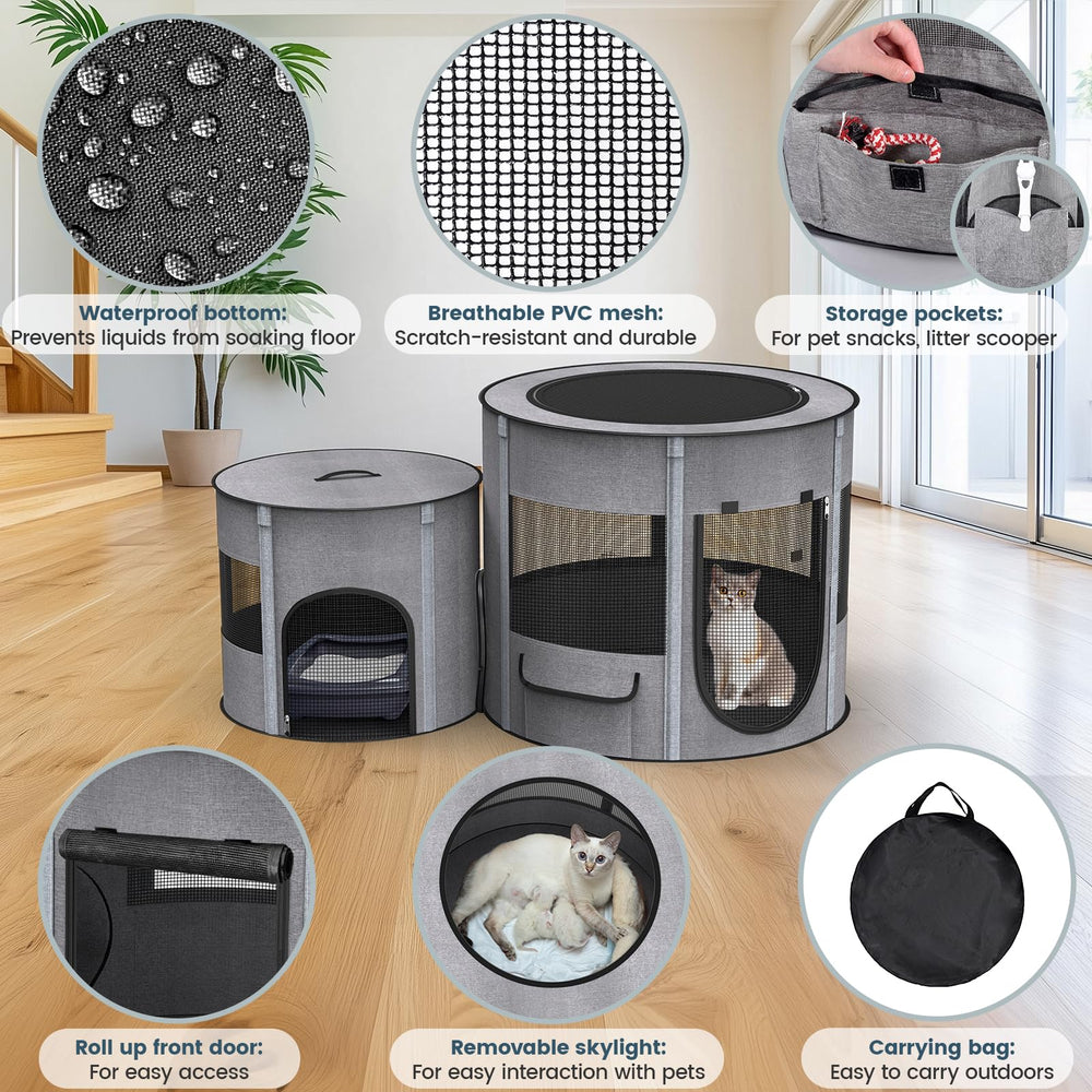 PETOCAT 3-in-1 playpen-tunnel setup enhances resting and play areas