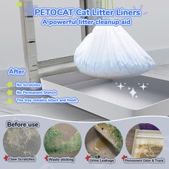 PETOCAT 54-count liners with drawstring top for hygienic disposal.
