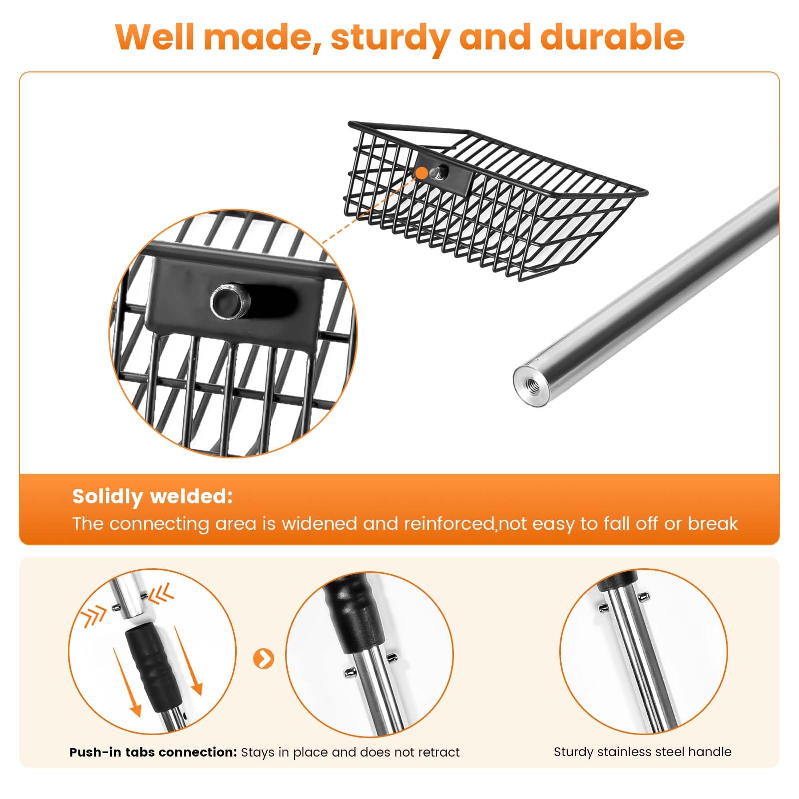 PETOCAT adjustable-length scoop offers reach at 43.3 inches for easy cleaning.