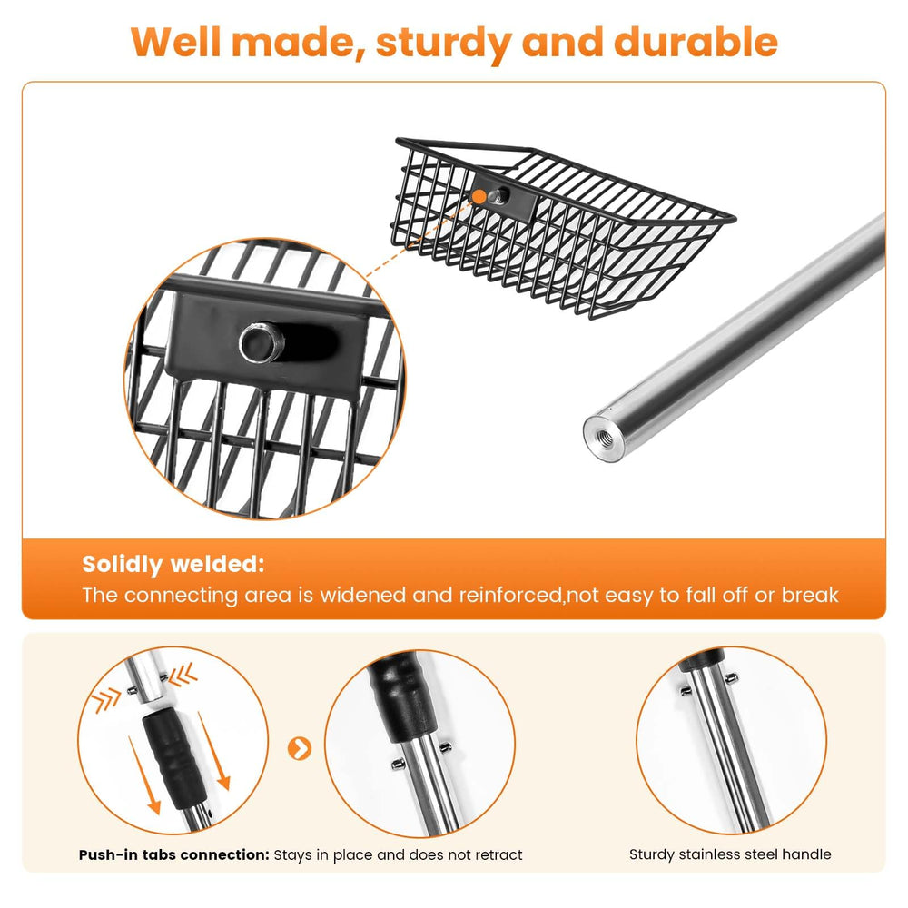 PETOCAT adjustable-length scoop offers reach at 43.3 inches for easy cleaning.