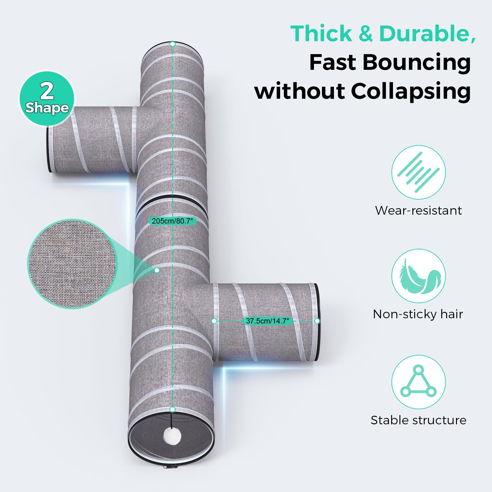PETOCAT cat tunnel 4-way folded-compact demonstrates easy storage and portability