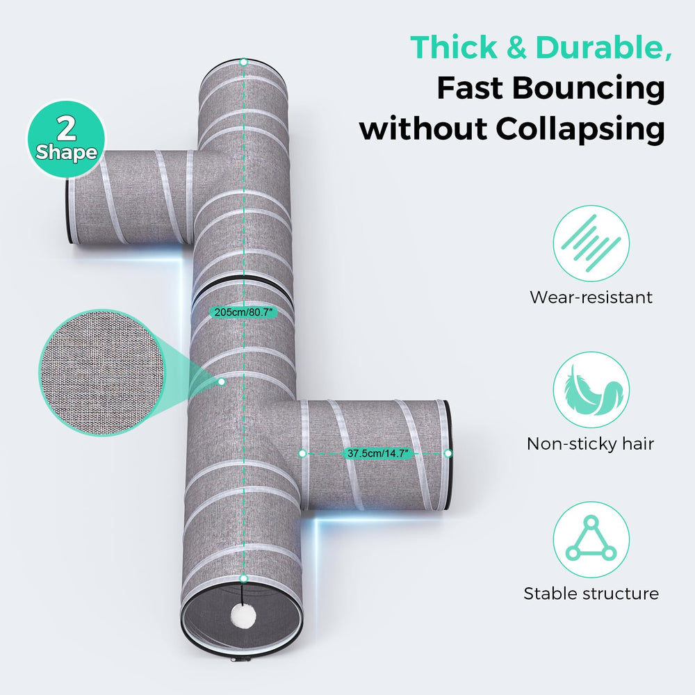 PETOCAT cat tunnel 4-way folded-compact demonstrates easy storage and portability