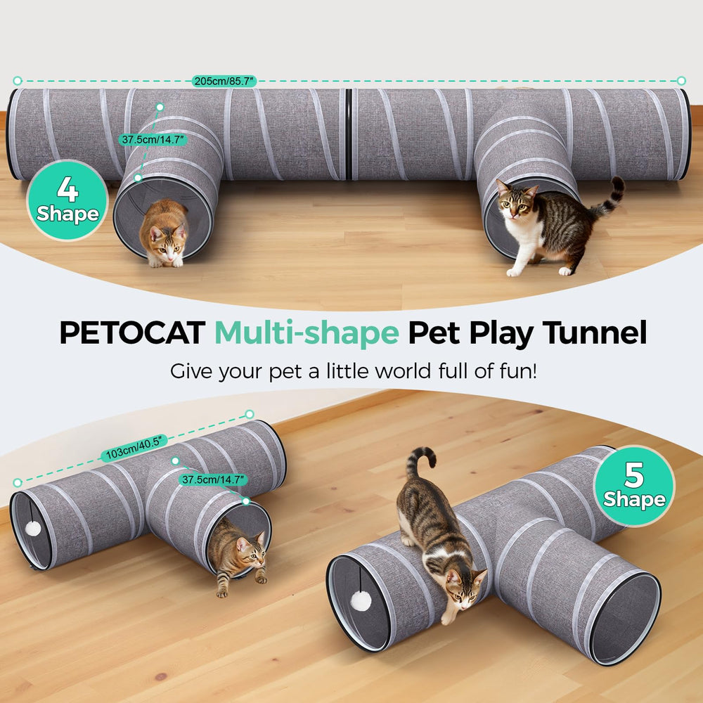 PETOCAT cat tunnel 4-way indoor-outdoor design supports versatile play spaces
