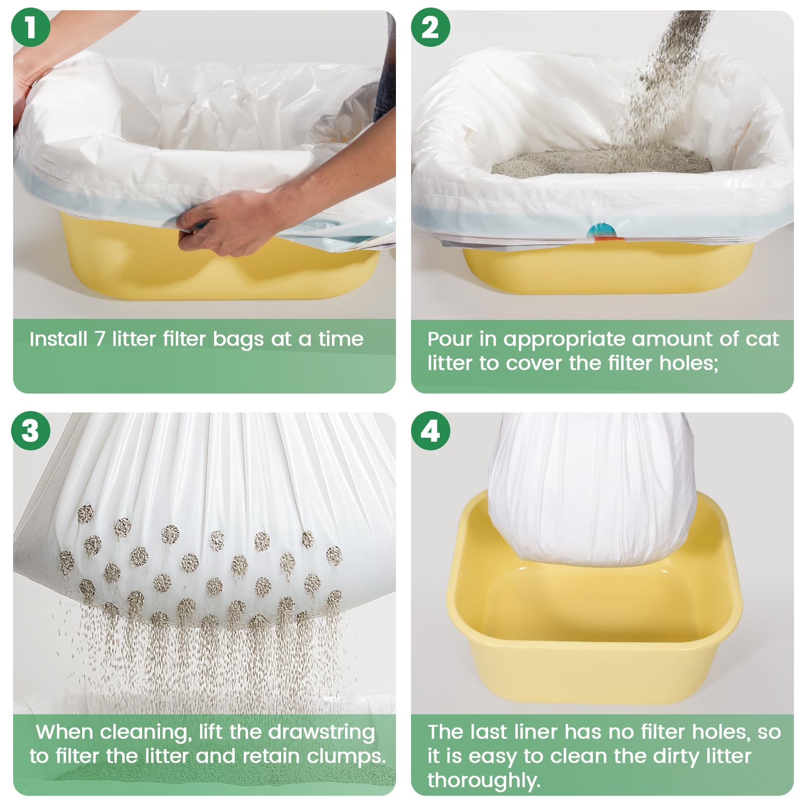 Petocat hidden pull strap feature enables easy liner changes