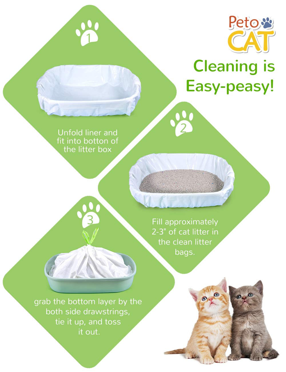 PETOCAT cleanup-mess-free design speeds weekly litter duties.