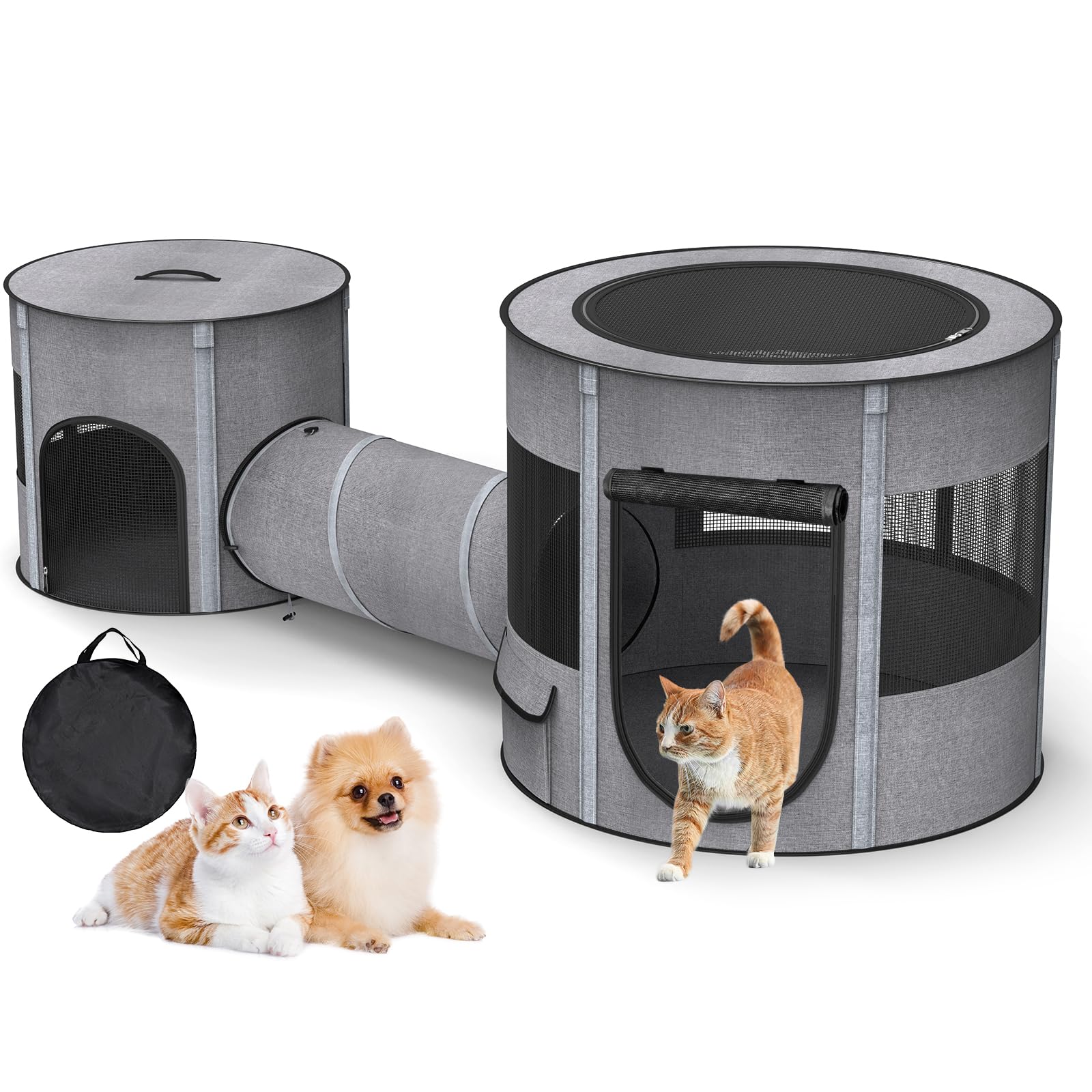 PETOCAT portable cat playpen with tunnel for versatile indoor-outdoor feline play