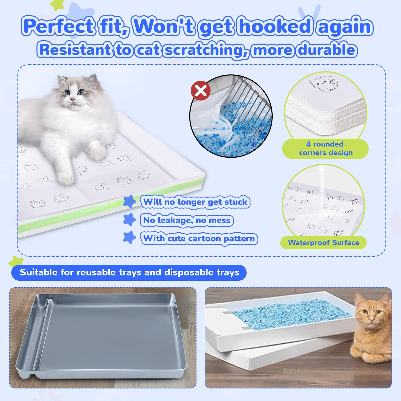 PETOCAT self-cleaning litter box liner in use reduces mess during scooping