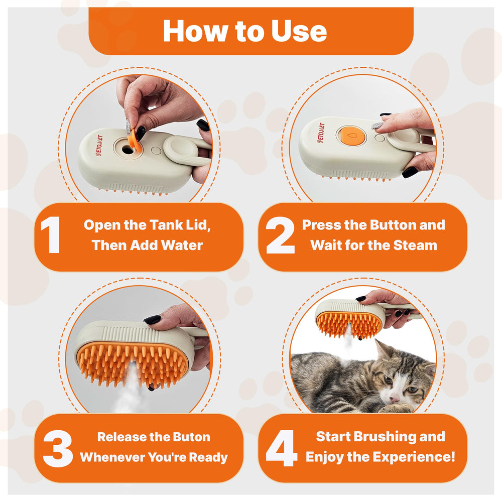 PETOMET soft silicone bristles massage skin while detangling fur.