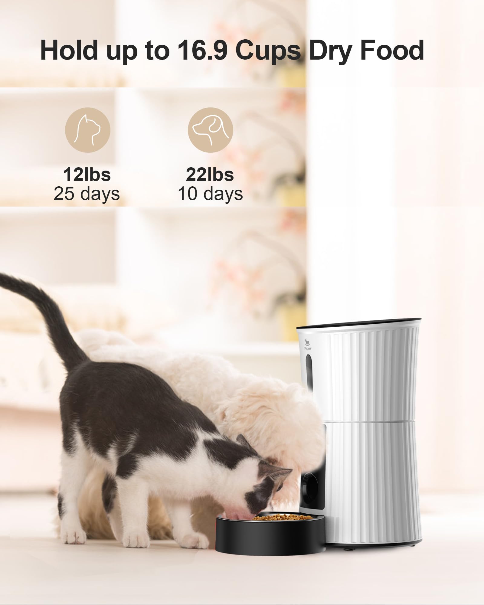 Petory desiccant bag feature helps keep kibble fresh longer