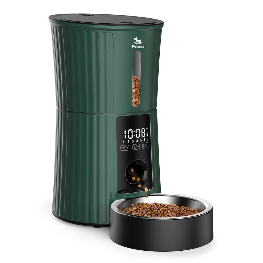 Petory Timed Feeder front view promoting precise meal times for busy households.