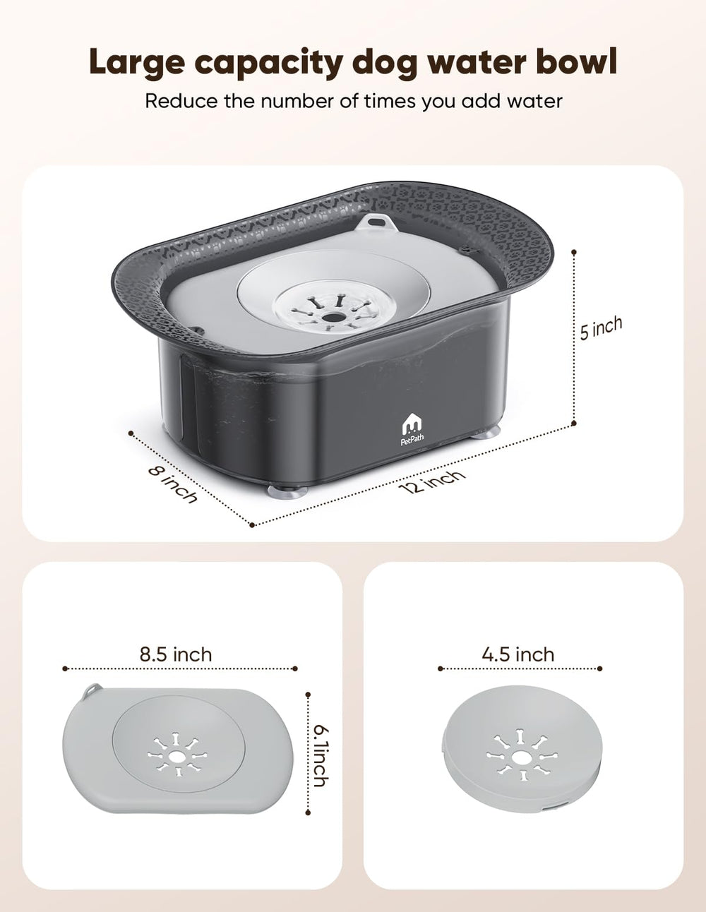 PETPATH dog water bowl packaging includes care guidance and 24-month warranty